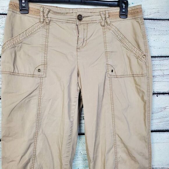 Maurices Khaki Casual Pants Women’s Size 9/10 Mid Rise Beige Stretch Trousers - Picture 5 of 7